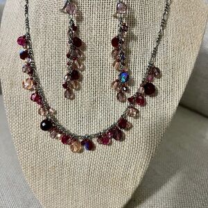 Multi-Color Beaded Necklace and Earring Set